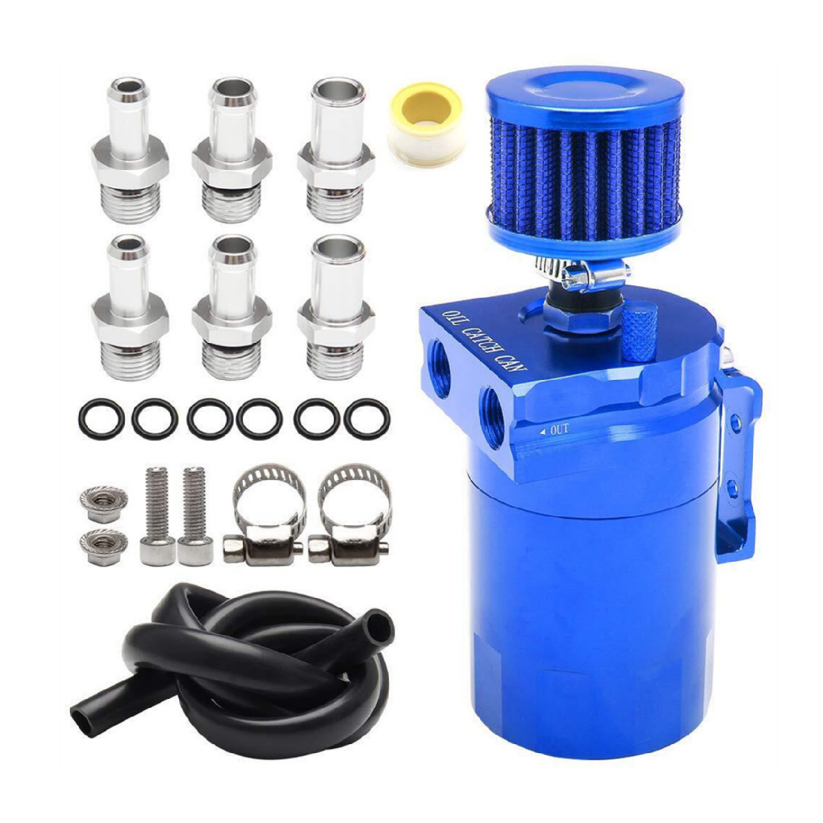 Universal Car Oil Catch Can Kit Reservoir Tank 300ml With Breather 3/8" Black Aluminum oil catch can