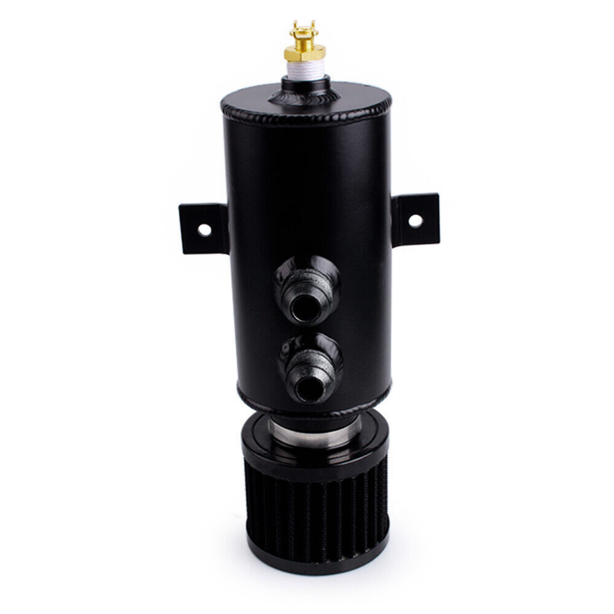 Black Aluminum 10AN Oil Catch Can Reservoir Tank +Breather Filter Baffled Kit oil catch can