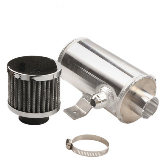 750ML Aluminum Baffled Oil Catch Can Breather Can With Drain Valve W/Filter 2 Ports 10AN Oil Coolant Fuel Overflow Tank oil catch can