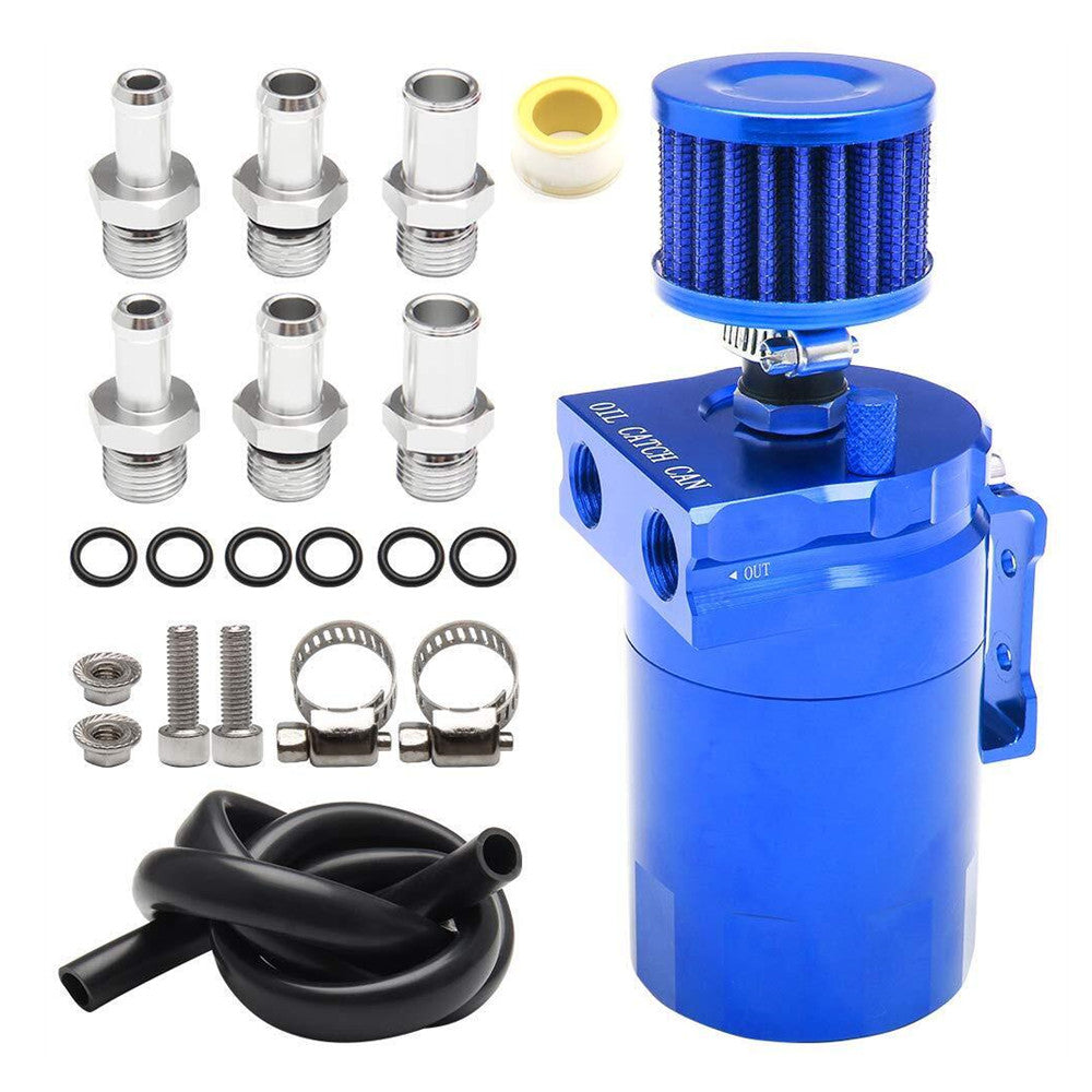 Universal Car Oil Catch Can Kit Reservoir Tank 300ml With Breather 3/8" Black Aluminum oil catch can
