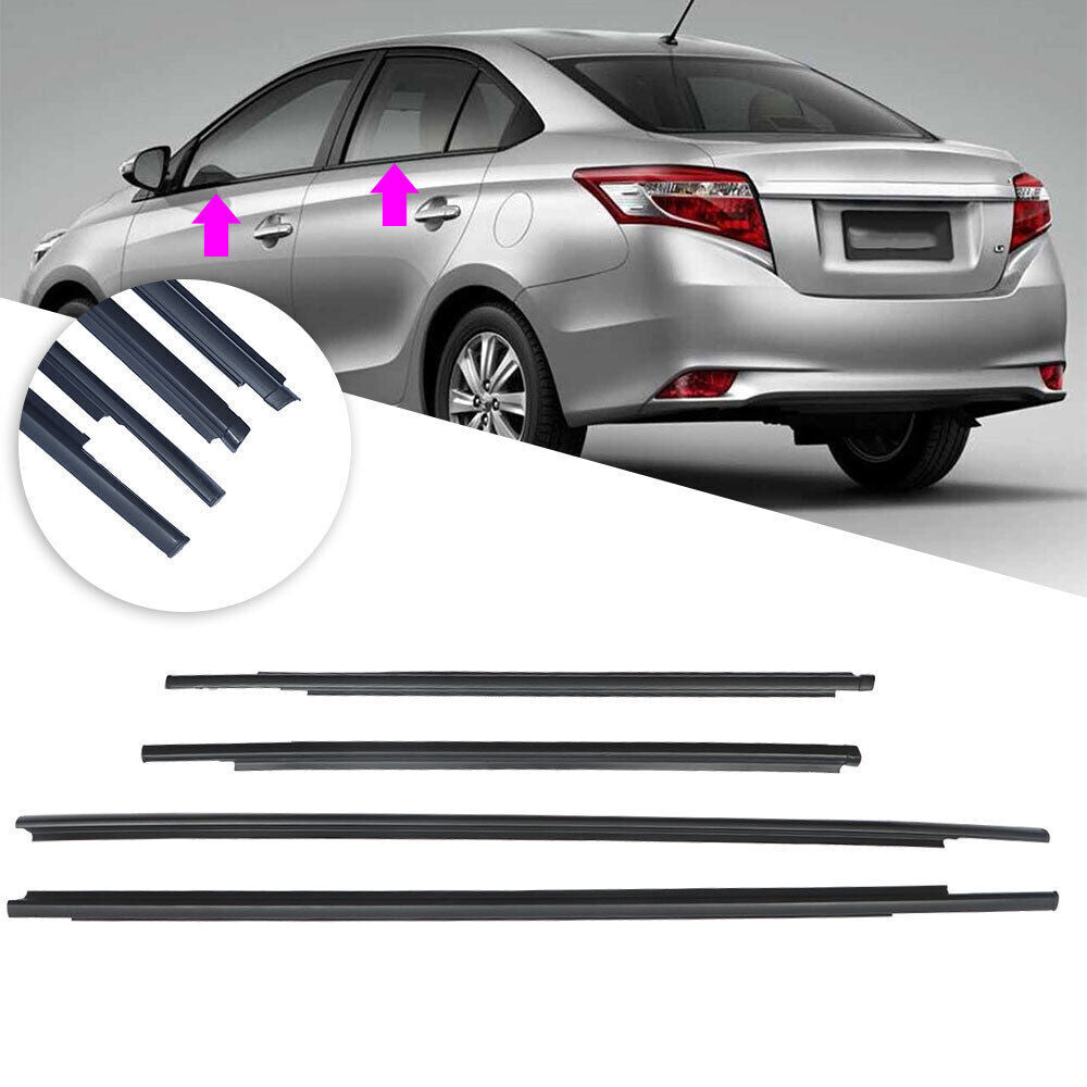 4Pcs Car Window Weatherstrip Black For Toyota Yaris Sedan 2007-2016 Car Weatherstrip Window Moulding Trim 68160-52150 68210-52150 68230-52130 68180-52130 weatherstrip