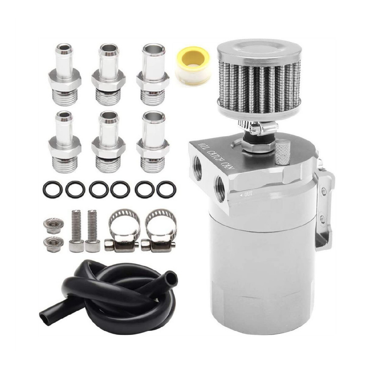 Universal Car Oil Catch Can Kit Reservoir Tank 300ml With Breather 3/8" Black Aluminum oil catch can