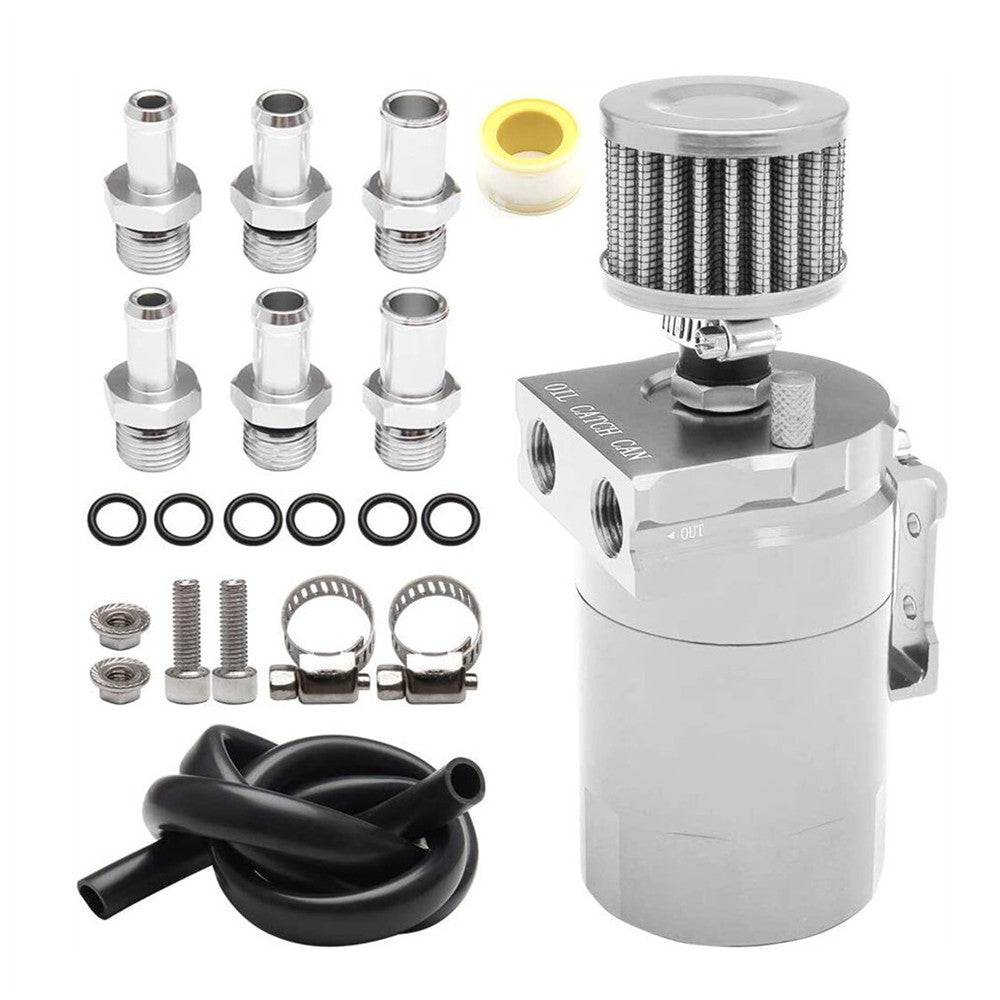 Universal Car Oil Catch Can Kit Reservoir Tank 300ml With Breather 3/8" Black Aluminum oil catch can