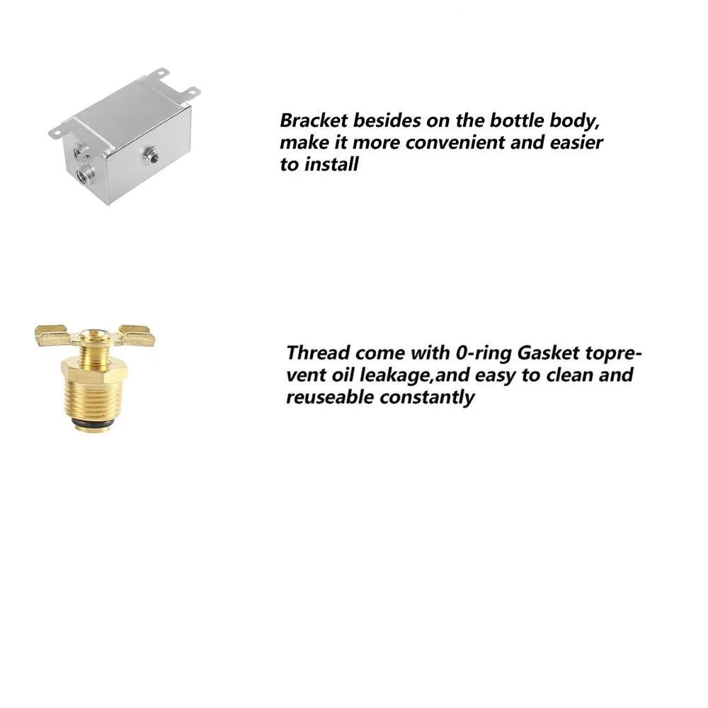 Universal AN10 1.2L Twin Baffle Dual Filter Engine Oil Catch Can Tank with Air Filters Oil Catch Reservoir Tank Can Breather Kit oil catch can