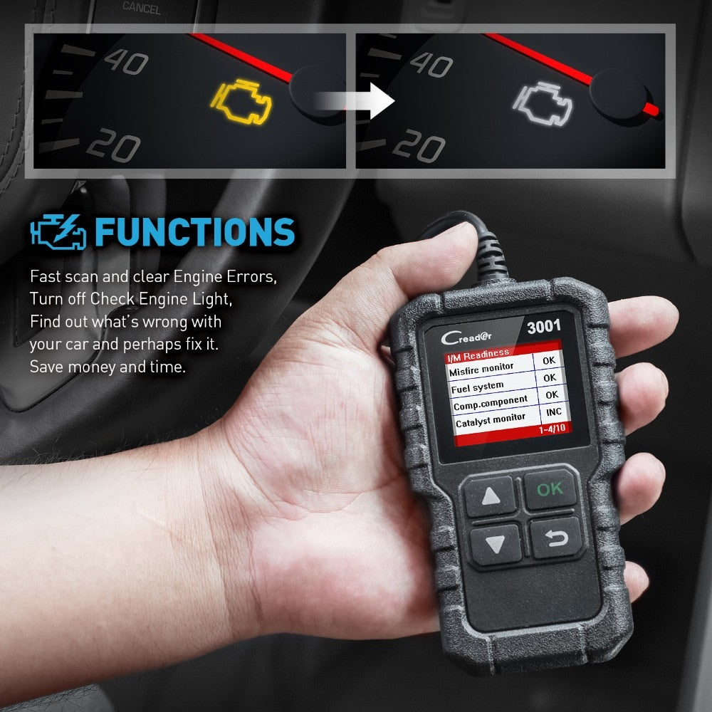 LAUNCH OBD2 Scanner X431 CR3001 Check Engine Full OBDII Functions Car Code Reader Scan tool Turn off warning light free update EGRKit Shop