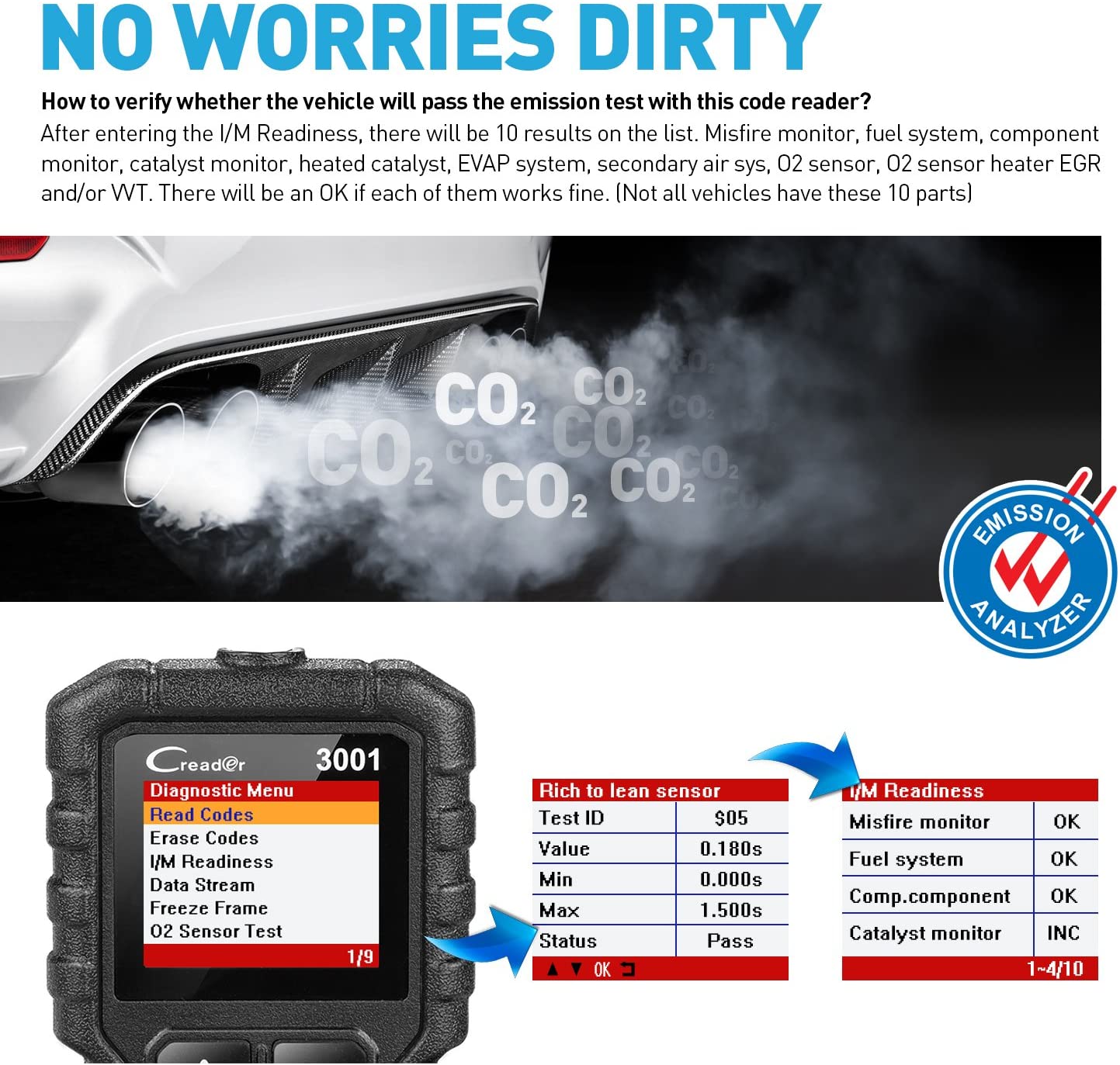 LAUNCH OBD2 Scanner X431 CR3001 Check Engine Full OBDII Functions Car Code Reader Scan tool Turn off warning light free update EGRKit Shop