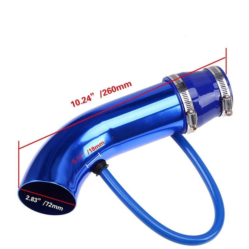3" 76mm Air Intake Pipe Aluminum Cold Air Inlet Duct Tube Kit With Rubber Hose for Connect Filter High Air Flow EGRKit Shop
