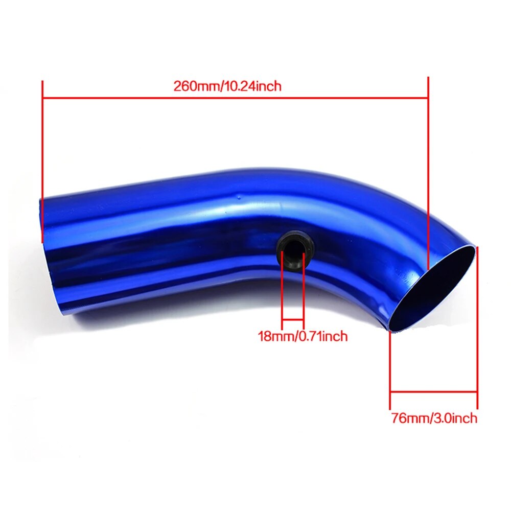 Universal 3inch Aluminum Air Intake Pipe for Cold Air Inlet 76mm Duct Tube Kit with 63mm to 76mm Rubber Hose Connect Filter EGRKit Shop