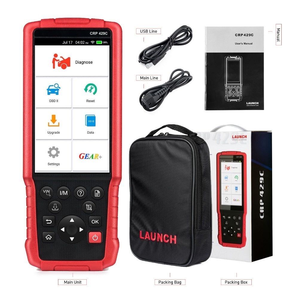 LAUNCH X431 CRP429C OBD2 Scanner Car OBD OBD2 Diagnostic Tool 4 System + 15 Reset Service OBD II Code Reader pk CRP123E CRP129E EGRKIT Shop