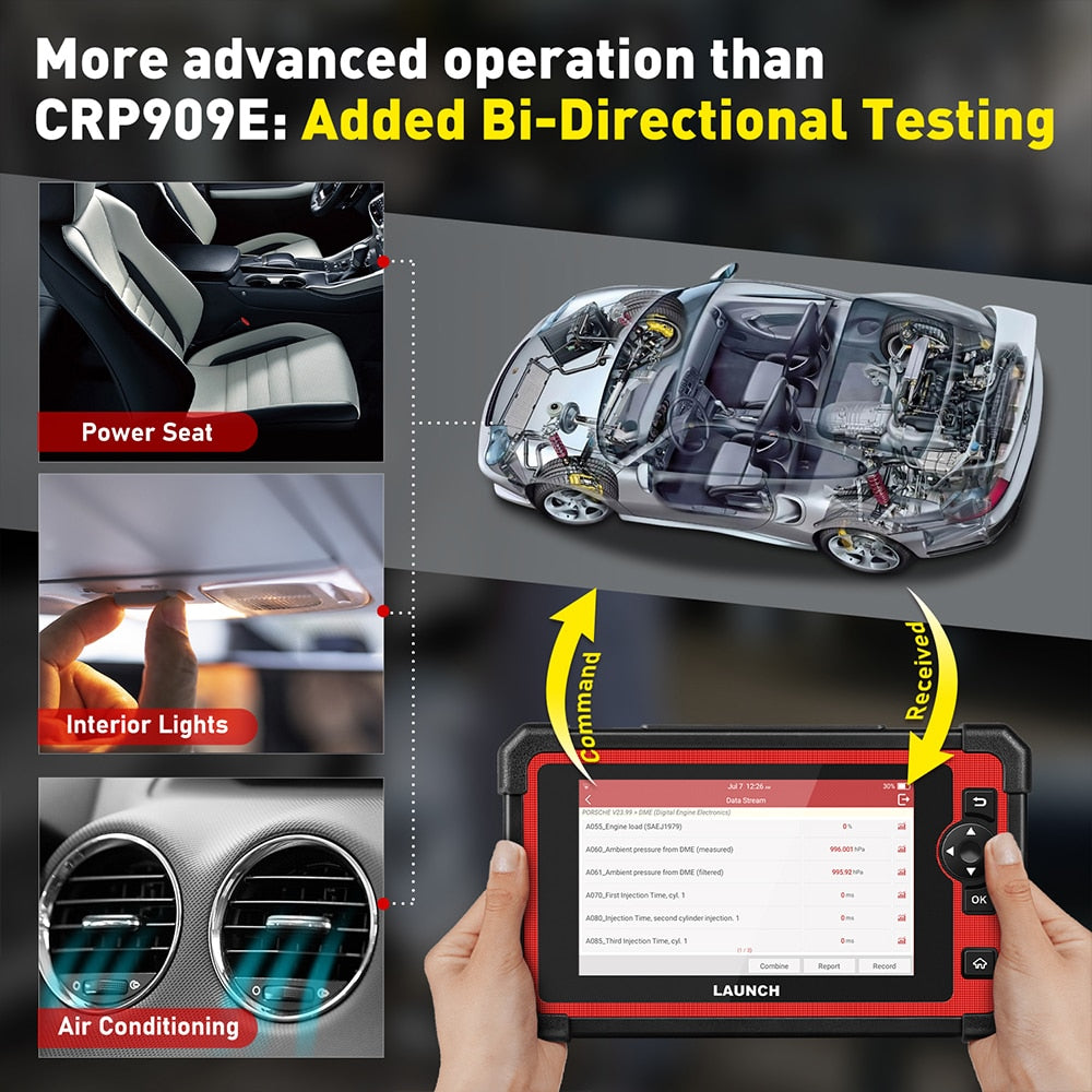 LAUNCH X431 CRP919E CRP909E Car Diagnostic Tools Full System ECU Coding Active Test CAN FD DIOP 31+ Reset Auto OBD2 OBD Scanner EGRKIT Shop