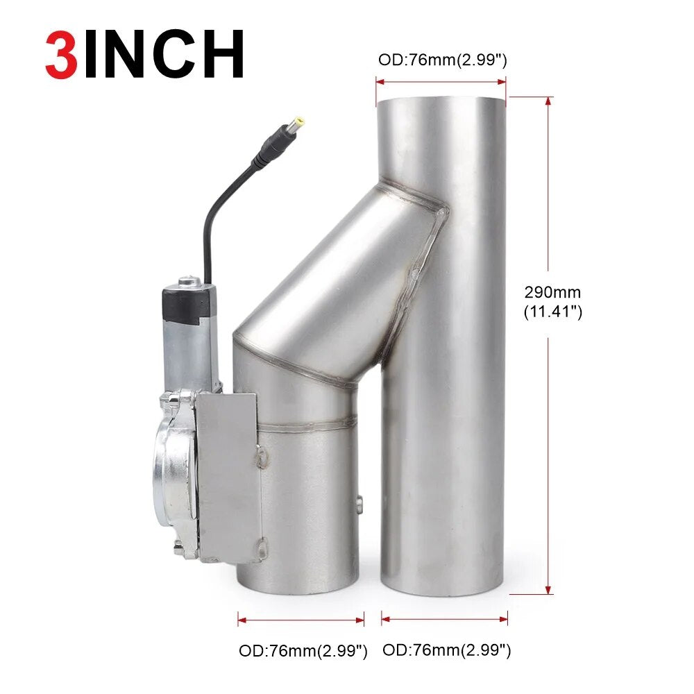 12V 2.5'' 3'' Stainless Steel Single Cutout Integrated Headers Y Pipe Exhaust Valve with Remote Control Cut Out Down Pipe Parts EGRKit Shop