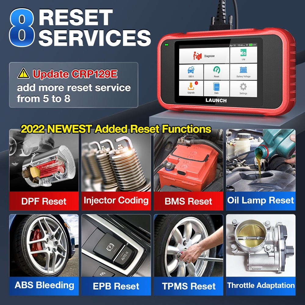 LAUNCH X431 CRP129E Car OBD2 Diagnostic Tools ENG ABS SRS AT Oil SAS EPB TPMS DPF Reset Auto OBD Scanner Free Update pk CRP123E EGRKIT Shop