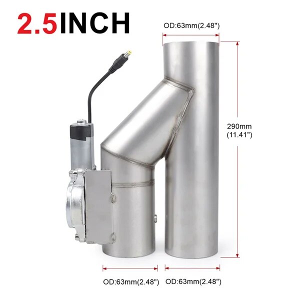 12V 2.5'' 3'' Stainless Steel Single Cutout Integrated Headers Y Pipe Exhaust Valve with Remote Control Cut Out Down Pipe Parts EGRKit Shop
