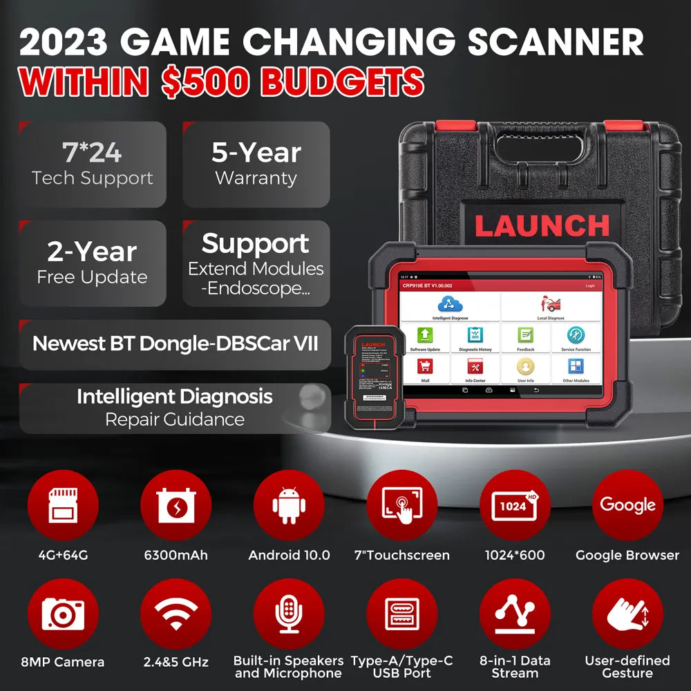 2023 New LAUNCH X431 CRP919E BT Car Diagnostic Tools CANFD/DOIP OBD2 Scanner All System Active Test 31+ Reset EGRKit Shop