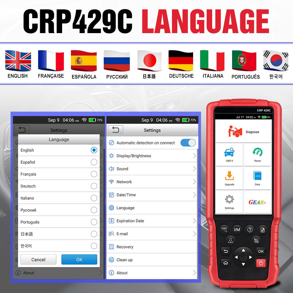 LAUNCH X431 CRP429C OBD2 Scanner Car OBD OBD2 Diagnostic Tool 4 System + 15 Reset Service OBD II Code Reader pk CRP123E CRP129E EGRKIT Shop