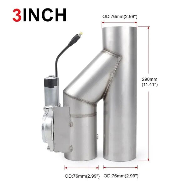 12V 2.5'' 3'' Stainless Steel Single Cutout Integrated Headers Y Pipe Exhaust Valve with Remote Control Cut Out Down Pipe Parts EGRKit Shop
