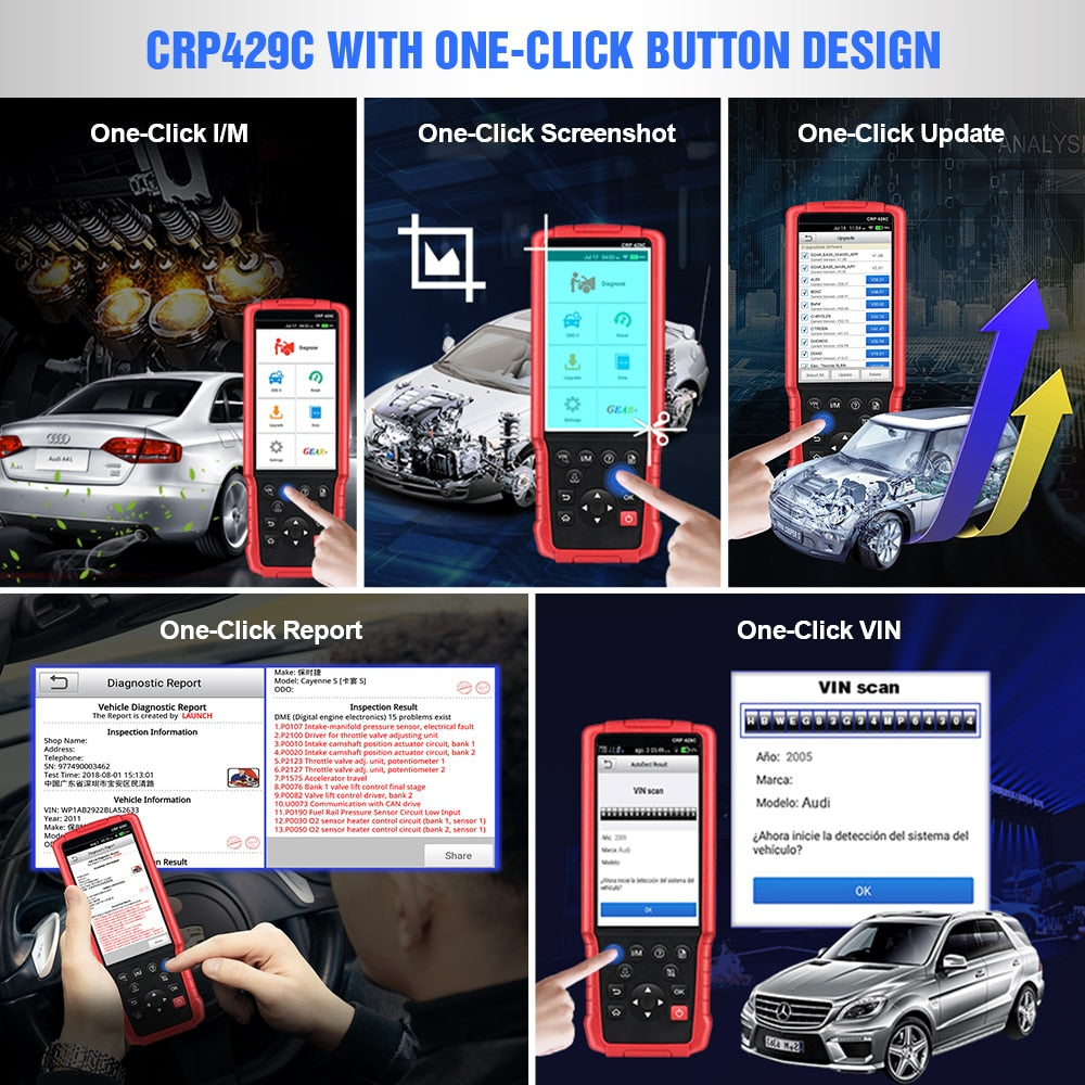 LAUNCH X431 CRP429C OBD2 Scanner Car OBD OBD2 Diagnostic Tool 4 System + 15 Reset Service OBD II Code Reader pk CRP123E CRP129E EGRKIT Shop