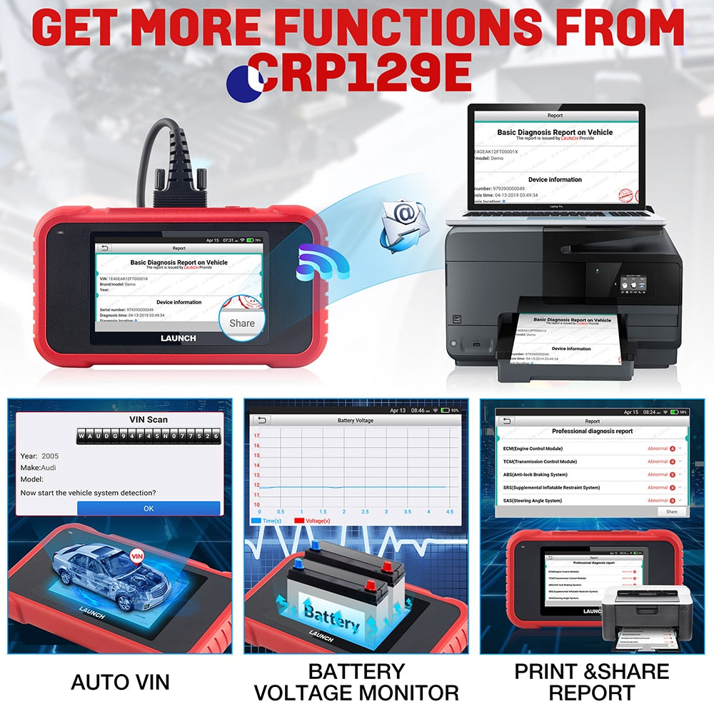 LAUNCH X431 CRP129E Car OBD2 Diagnostic Tools ENG ABS SRS AT Oil SAS EPB TPMS DPF Reset Auto OBD Scanner Free Update pk CRP123E EGRKIT Shop