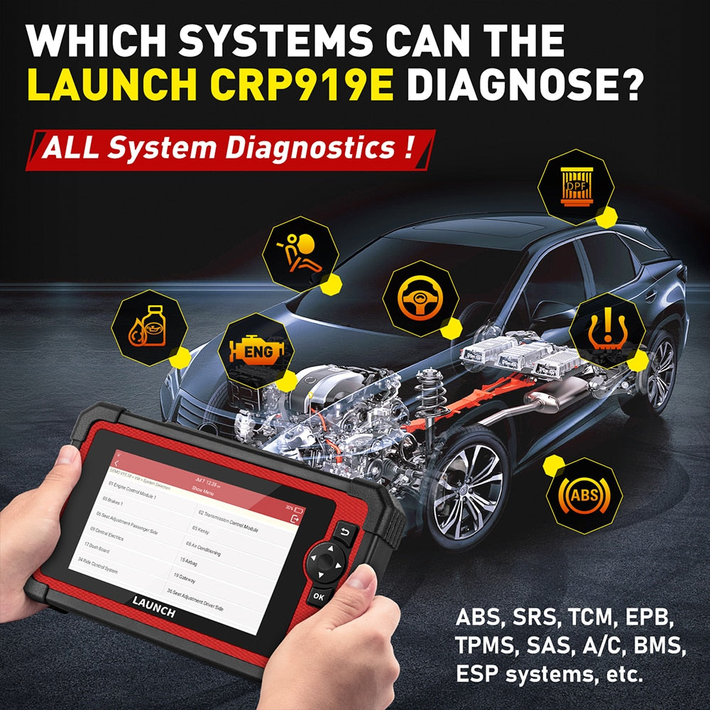 LAUNCH X431 CRP919E CRP909E Car Diagnostic Tools Full System ECU Coding Active Test CAN FD DIOP 31+ Reset Auto OBD2 OBD Scanner EGRKIT Shop