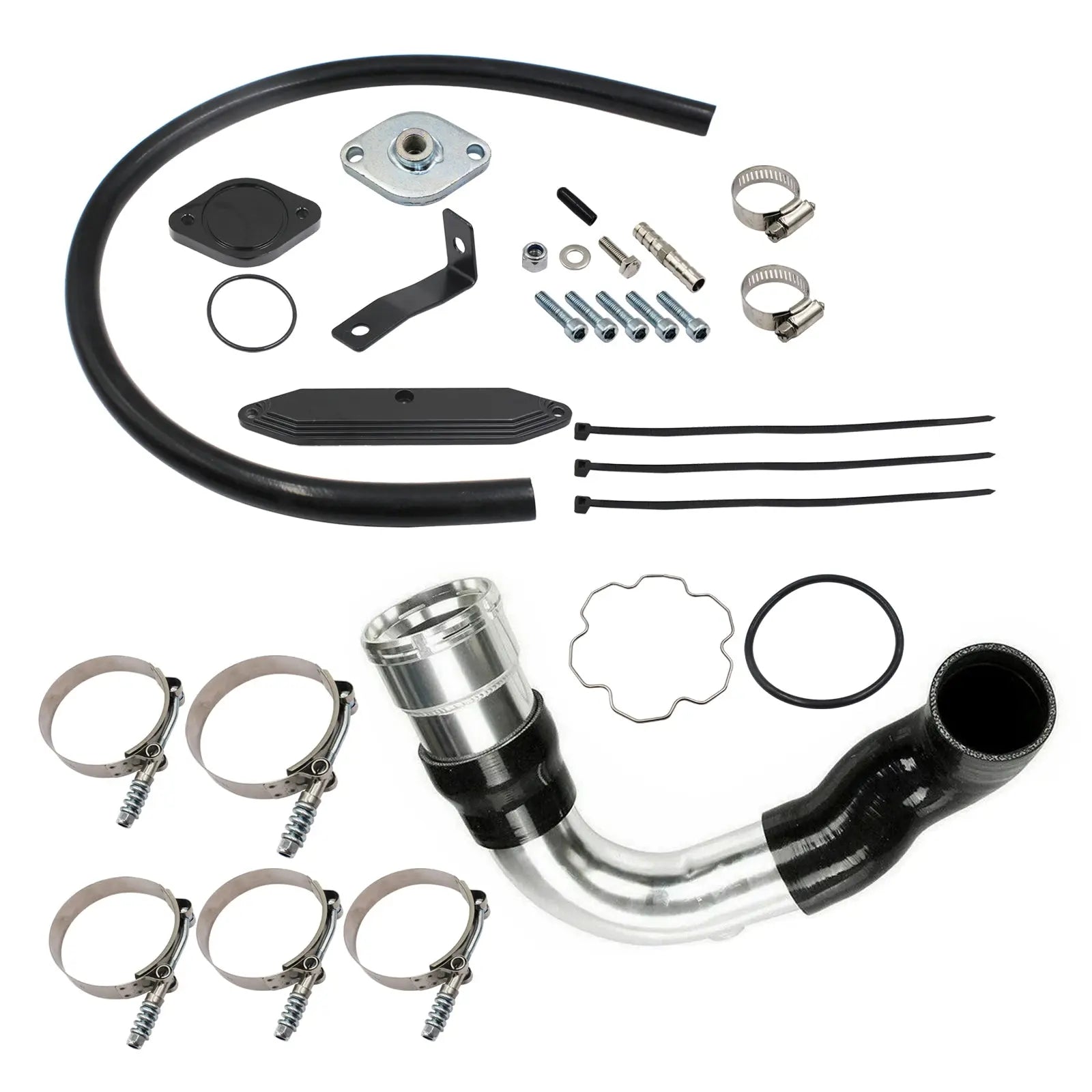 EGR Valve & Cooler Kit + Delete Cold Side InterCooler Pipe Upgrade Kit For 2011 2012 2013 2014 Ford F-250 F-350 F-450 Super Duty 6.7L Powerstroke Diesel Egr Kit