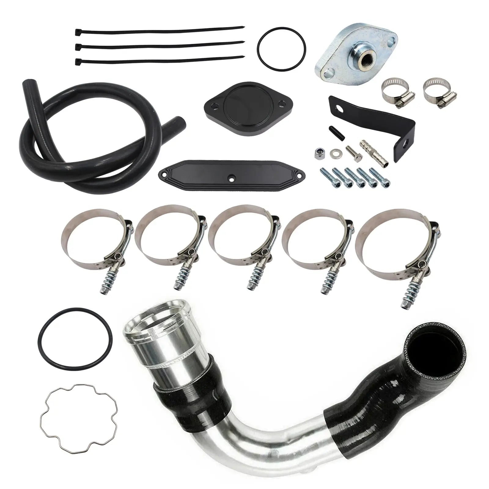 EGR Valve & Cooler Kit + Delete Cold Side InterCooler Pipe Upgrade Kit For 2011 2012 2013 2014 Ford F-250 F-350 F-450 Super Duty 6.7L Powerstroke Diesel Egr Kit