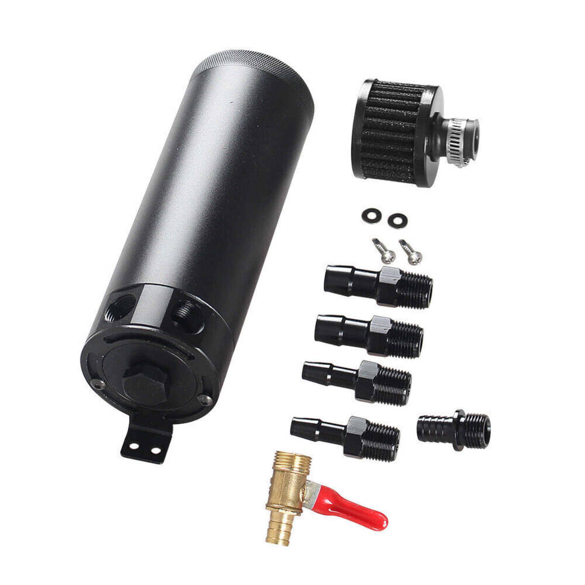 Black Aluminum Baffled 2 port Oil Catch Can Tank Reservoir Tank with Filter Breather For BMW Honda Chevrolet Dodge Nissan Toyota oil catch can