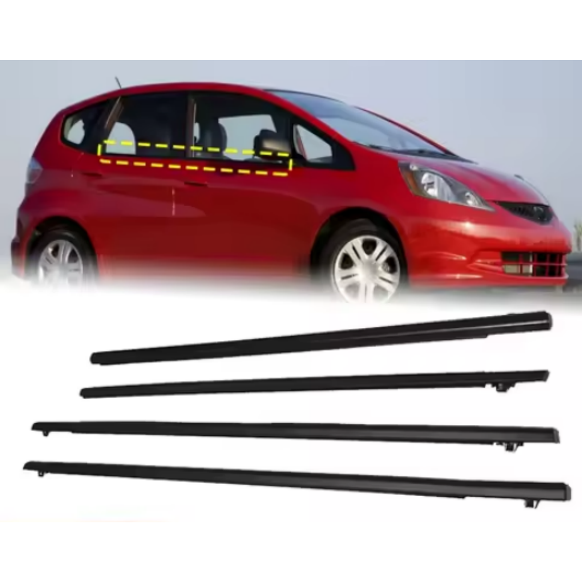 4Pcs Car Window Weatherstrip Black For Toyota Vios 03-06 Car Weatherstrip Window Moulding Trim 68160-0D040 68210-0D040 68180-0D030 68230-0D030 weatherstrip