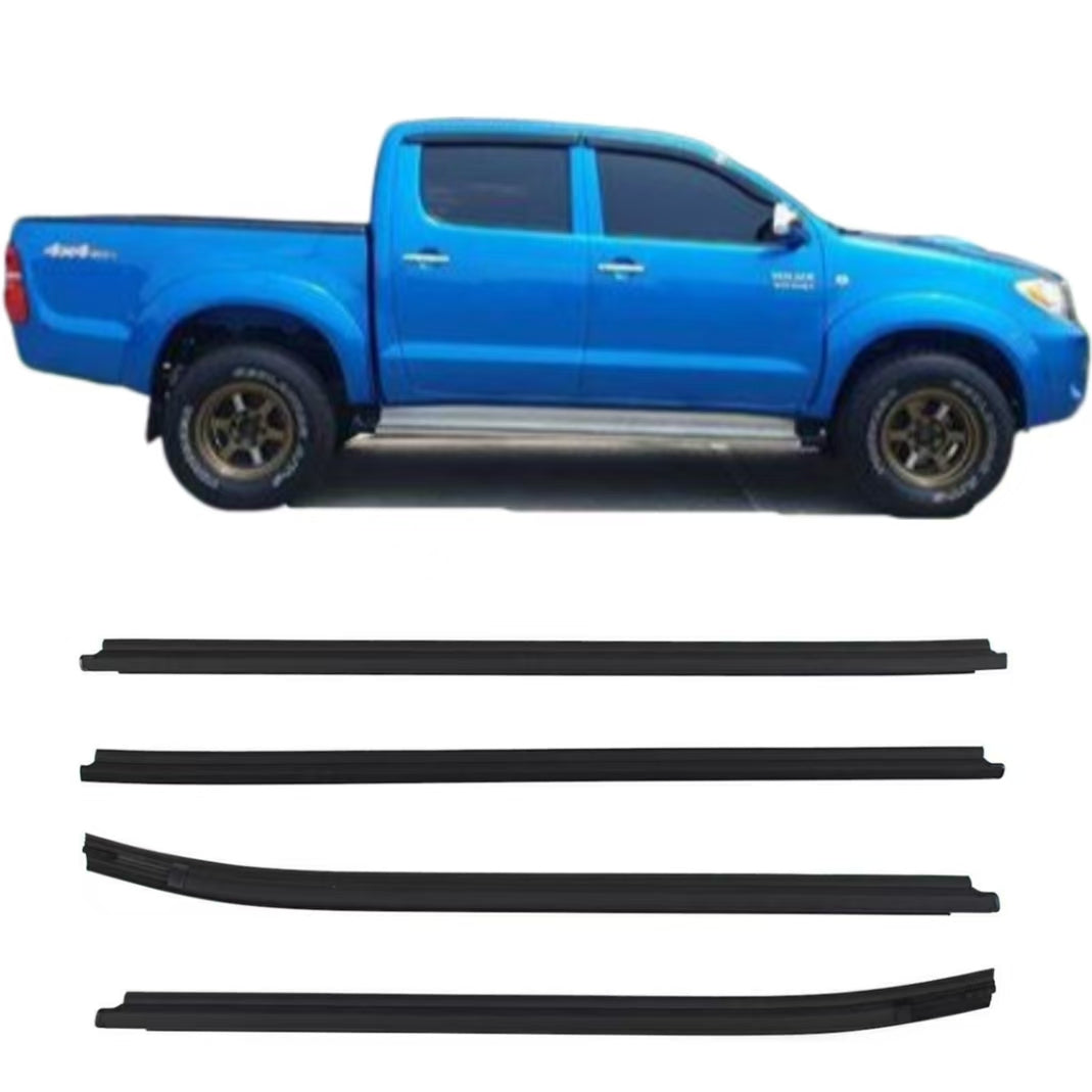 4Pcs Car Window Weatherstrip Black For Toyota Hilux Vigo 4-Door Pickup 04-15  Car Weatherstrip Window Moulding Trim  68161-0K010 68162-0K010 68163-0K010 68164-0K010 weatherstrip
