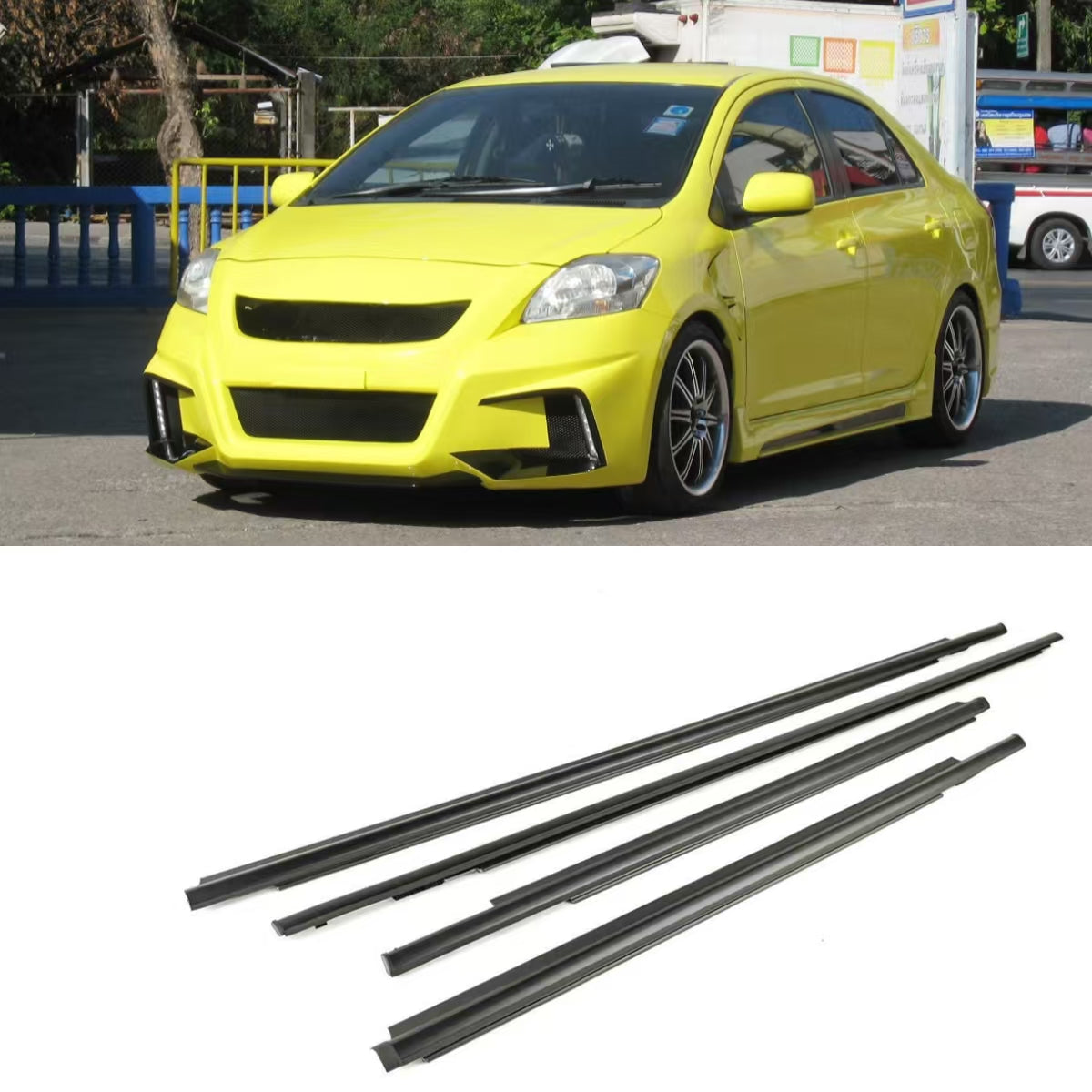 4Pcs Car Window Weatherstrip Black For Toyota Vios 2007-2012 Car Weatherstrip Window Moulding Trim 68210-0D090 68160-0D090 68230-0D070 68180-0D070 weatherstrip