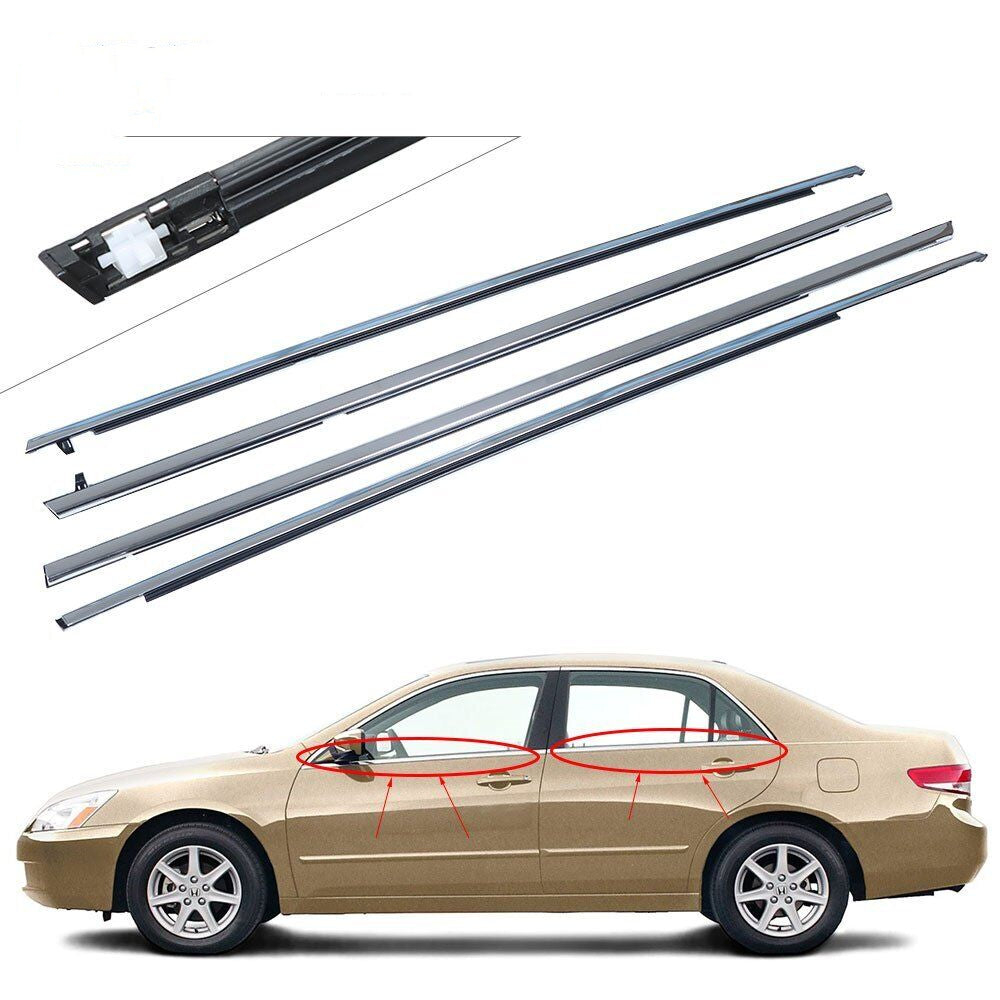 4Pcs Car Window Weatherstrip Black For Honda Accord 2003-2007 Car Weatherstrip Window Moulding Trim 72410-SDA-A11 72450-SDA-A11 72910-SDA-A11 72950-SDA-A11 weatherstrip