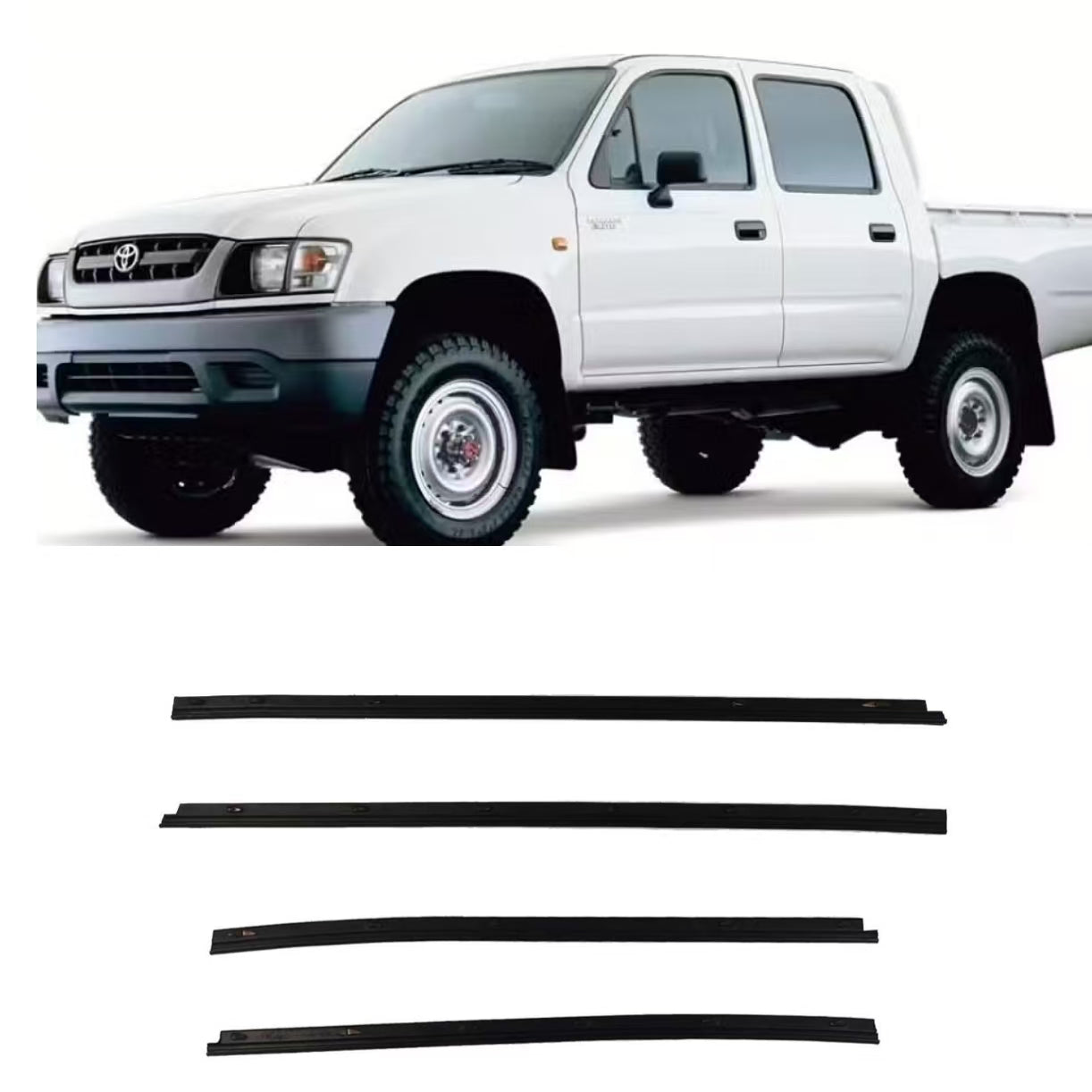 4Pcs Car Window Inner Weatherstrip Black Inner For Hilux 4 doors 2004-2015 Car Weatherstrip Window Moulding Trim weatherstrip
