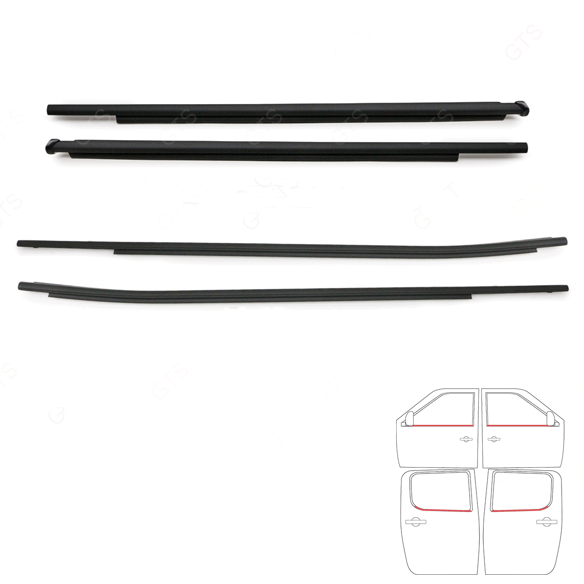 4Pcs Car Window Weatherstrip For Toyota Hilux 2016-2020 Car Weatherstrip Window Moulding Trim weatherstrip