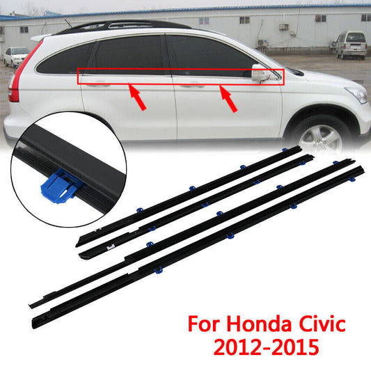 4Pcs Car Window Weatherstrip Black For Honda civic 2012-2015 Car Weatherstrip Window Moulding Trim 72450-TRO-A01 72410-TRO-A01 72950-TRO-A01 72910-TRO-A01 weatherstrip