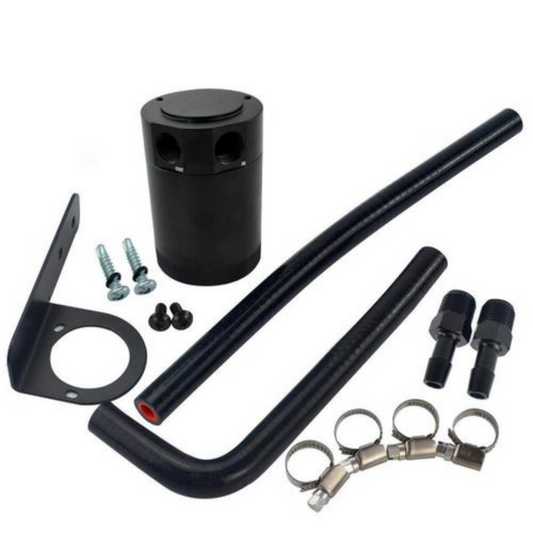 2 Ports Oil Catch Can Tank Air-Oil Separator Kit with Hose Bracket For HONDA CIVIC 16-17 oil catch can