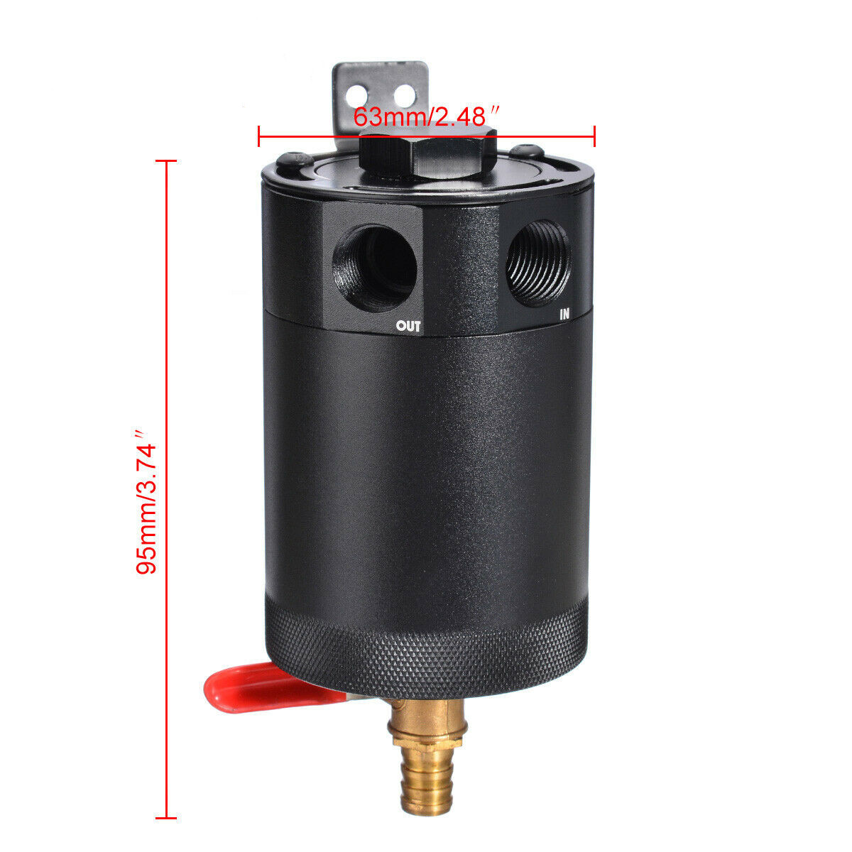 Catch Valve 2-Port Oil Catch Can Tank Baffled Reservoir w/ Drain Valve Breather Un ...