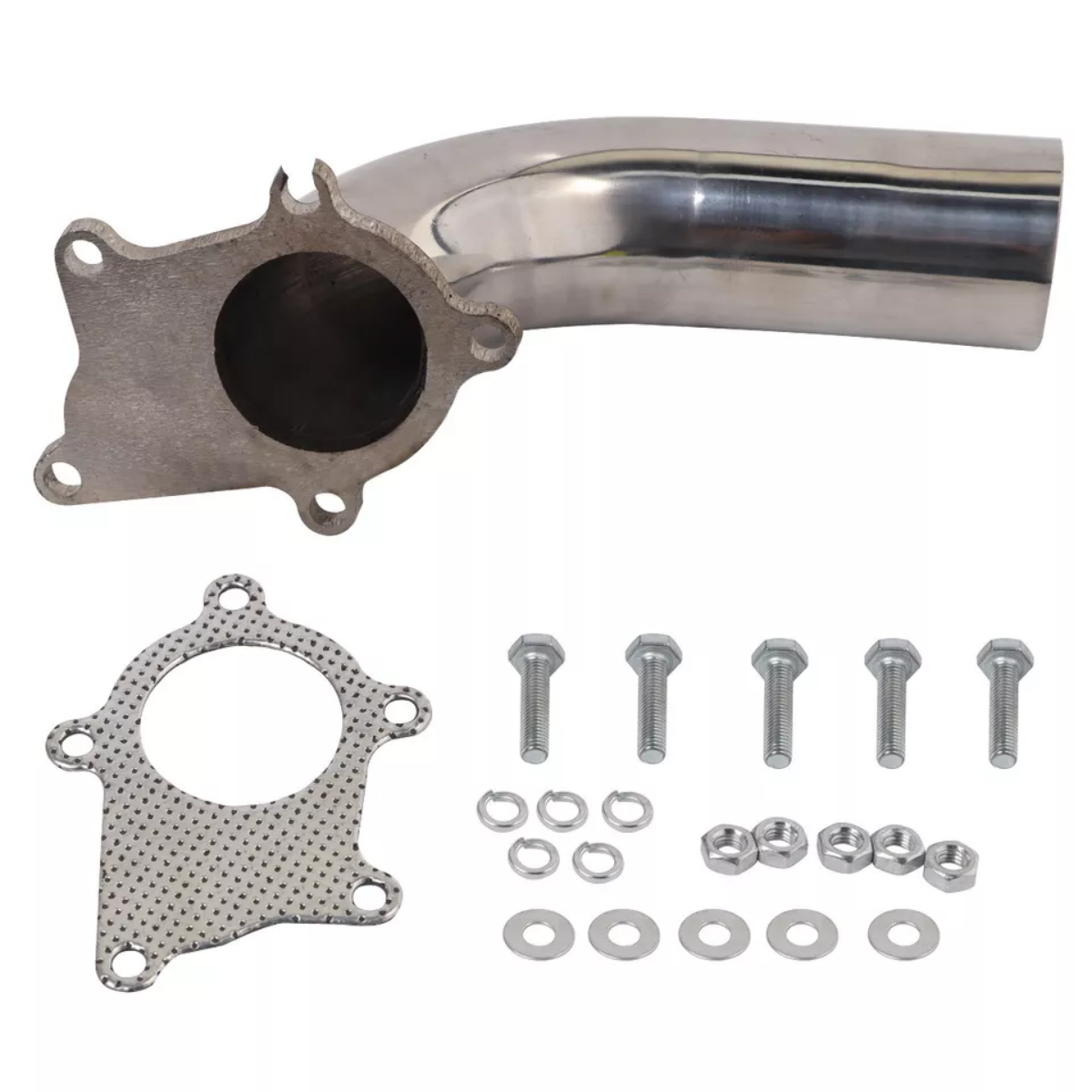 Stainless Steel Universal Exhaust T3/T4 5 Bolt Turbo Downpipe 10'' Long 90 Degree with Gasket For Honda Welded Flange EGRKIT Shop