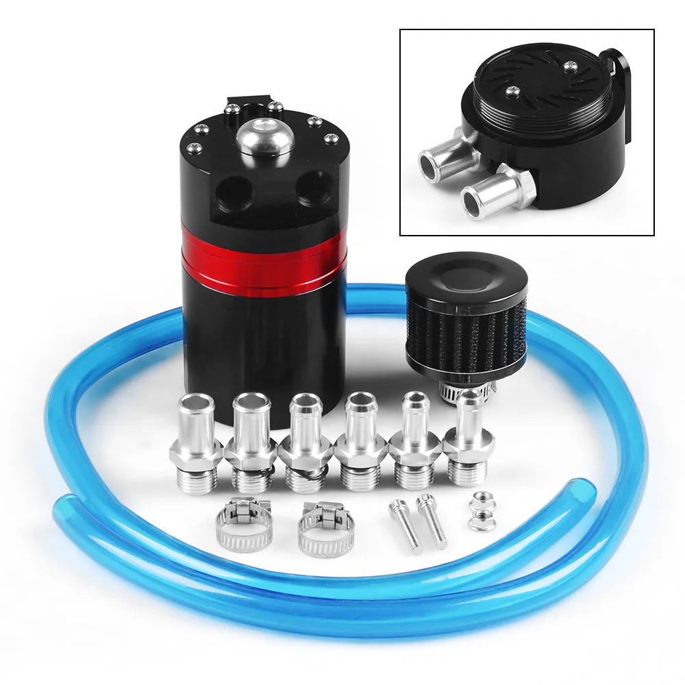 Aluminum Universal Oil Catch Can Kit Reservoir Polish Baffled Oil Catch Tank with Air Filter oil catch can