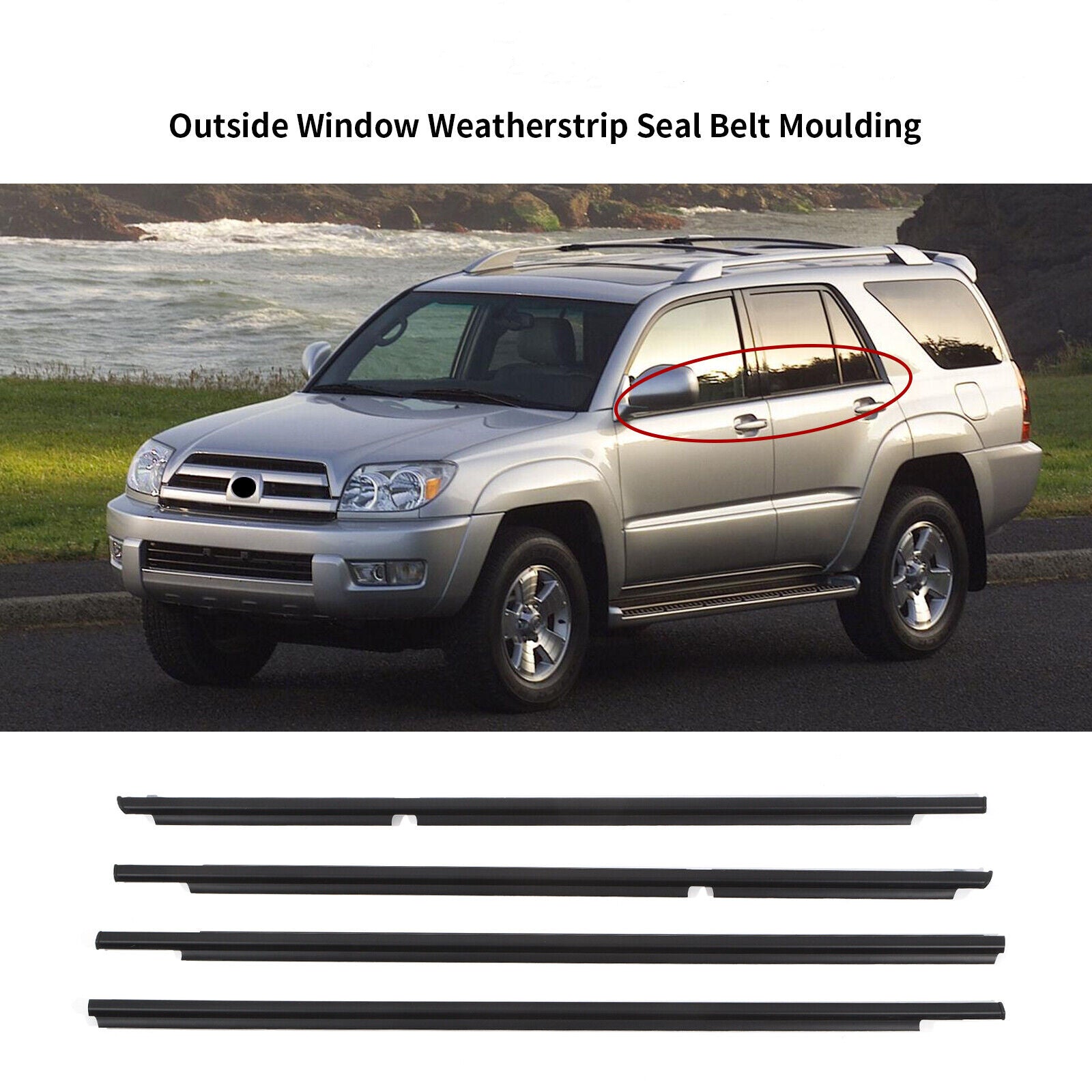 4Pcs Car Window Weatherstrip Black For Toyota 4 runner 2003-2008 Car Weatherstrip Window Moulding Trim weatherstrip