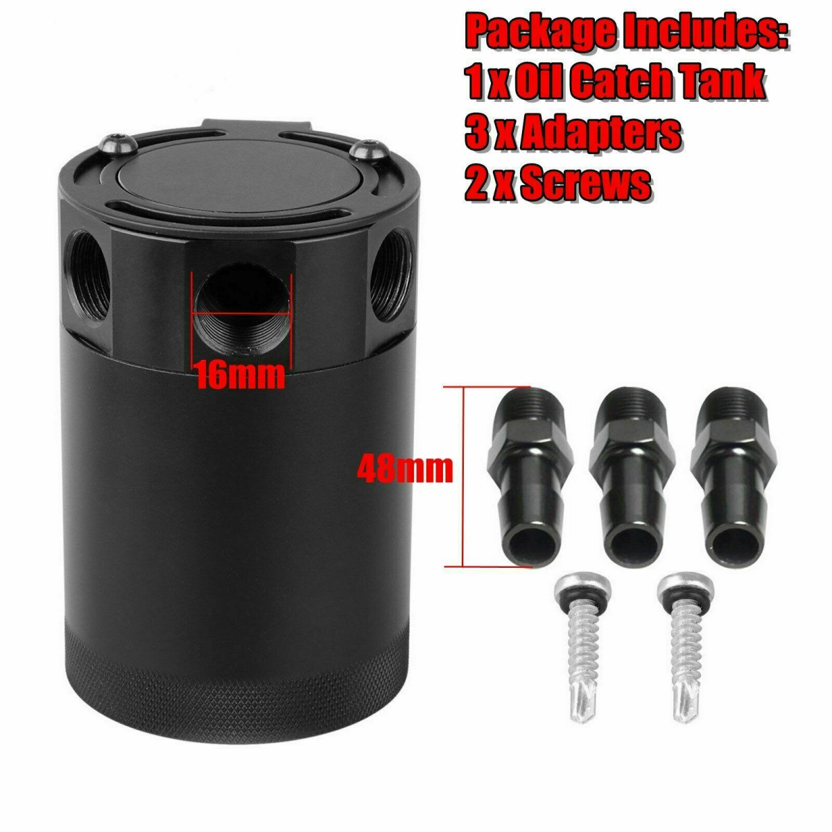 Universal 3-Port Oil Catch/Can/Tank/Reservoir Air-Oil Separator Racing Baffled oil catch can