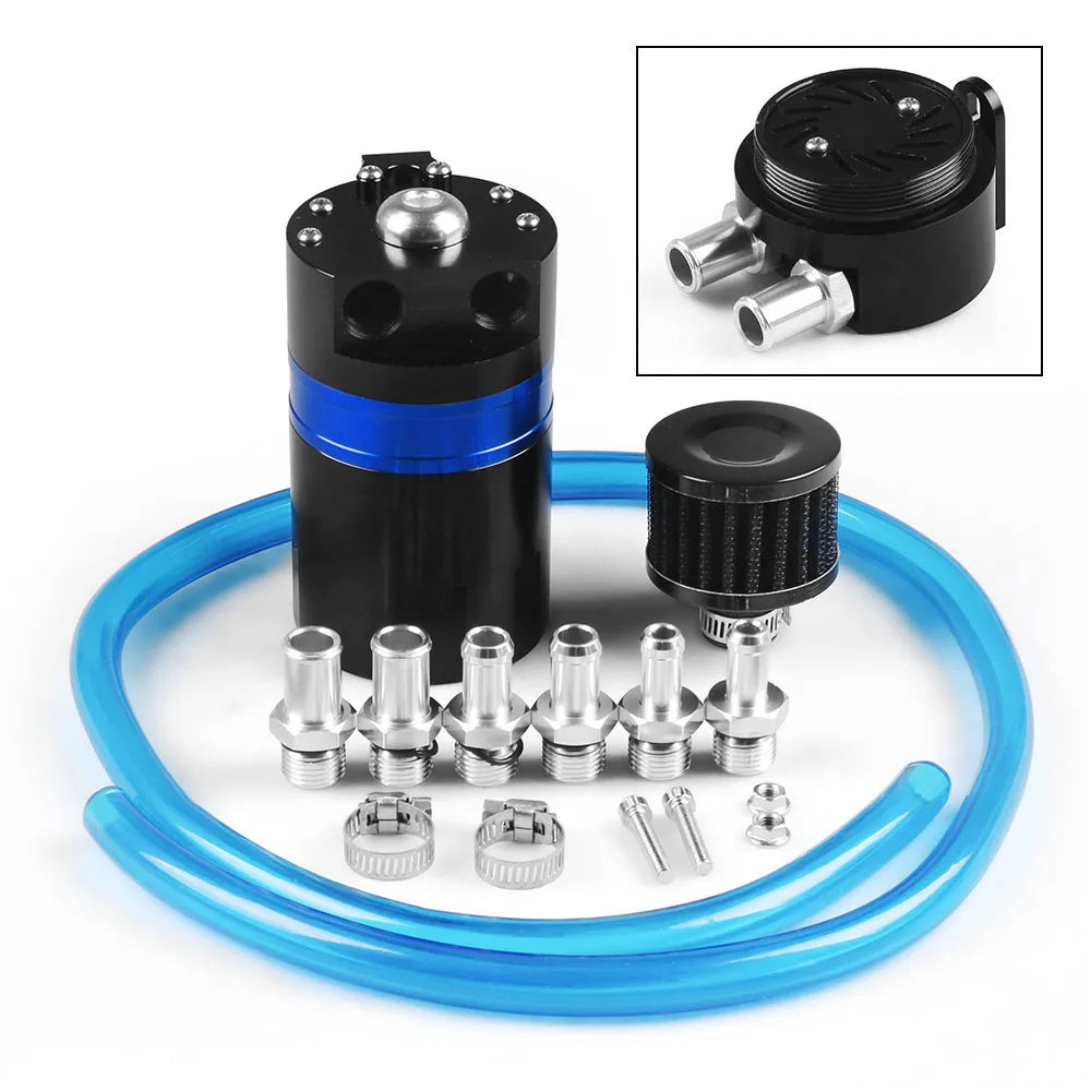 Aluminum Universal Oil Catch Can Kit Reservoir Polish Baffled Oil Catch Tank with Air Filter oil catch can