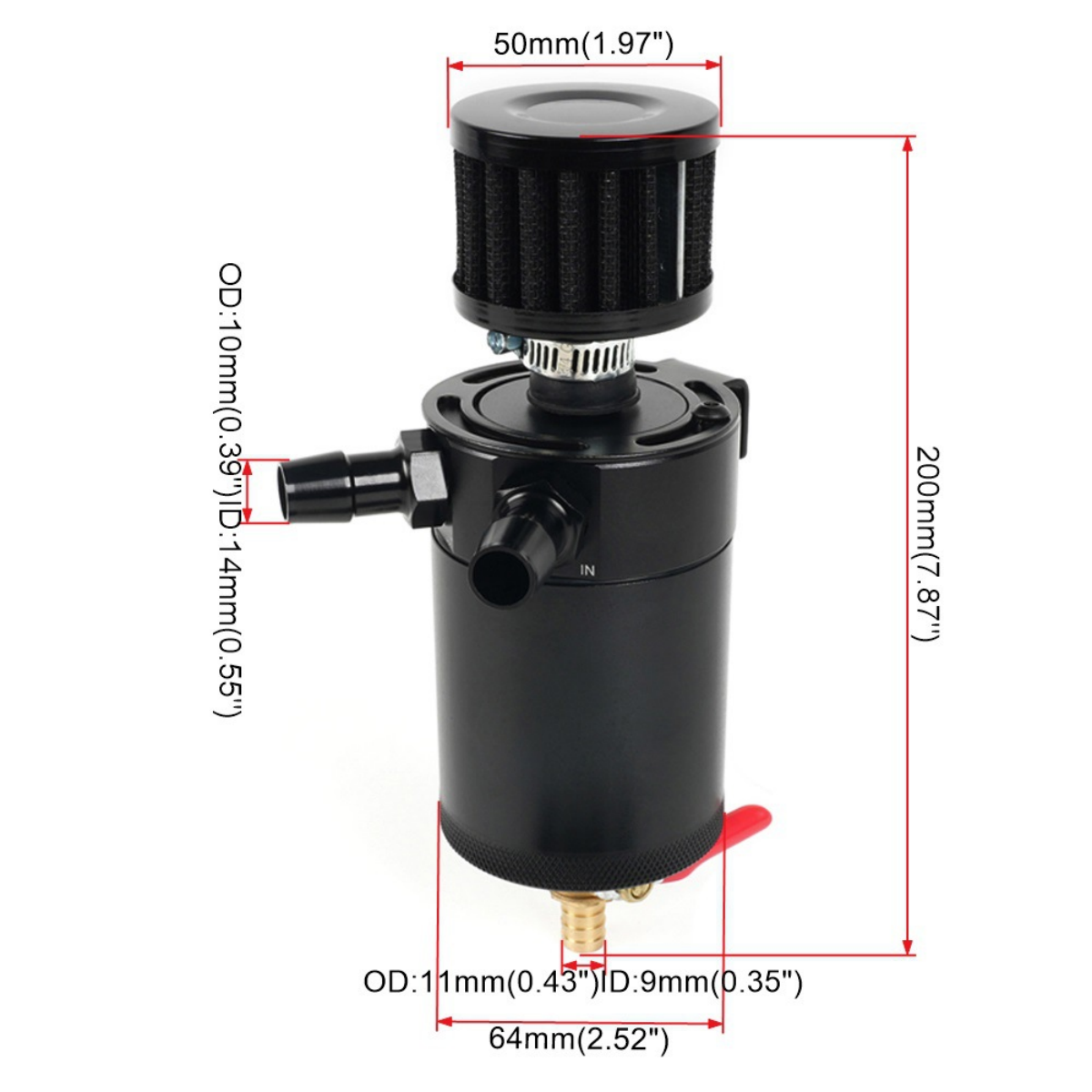 2-Port Oil Catch Can Tank Baffled Reservoir w/ Drain Valve Breather Universal oil catch can
