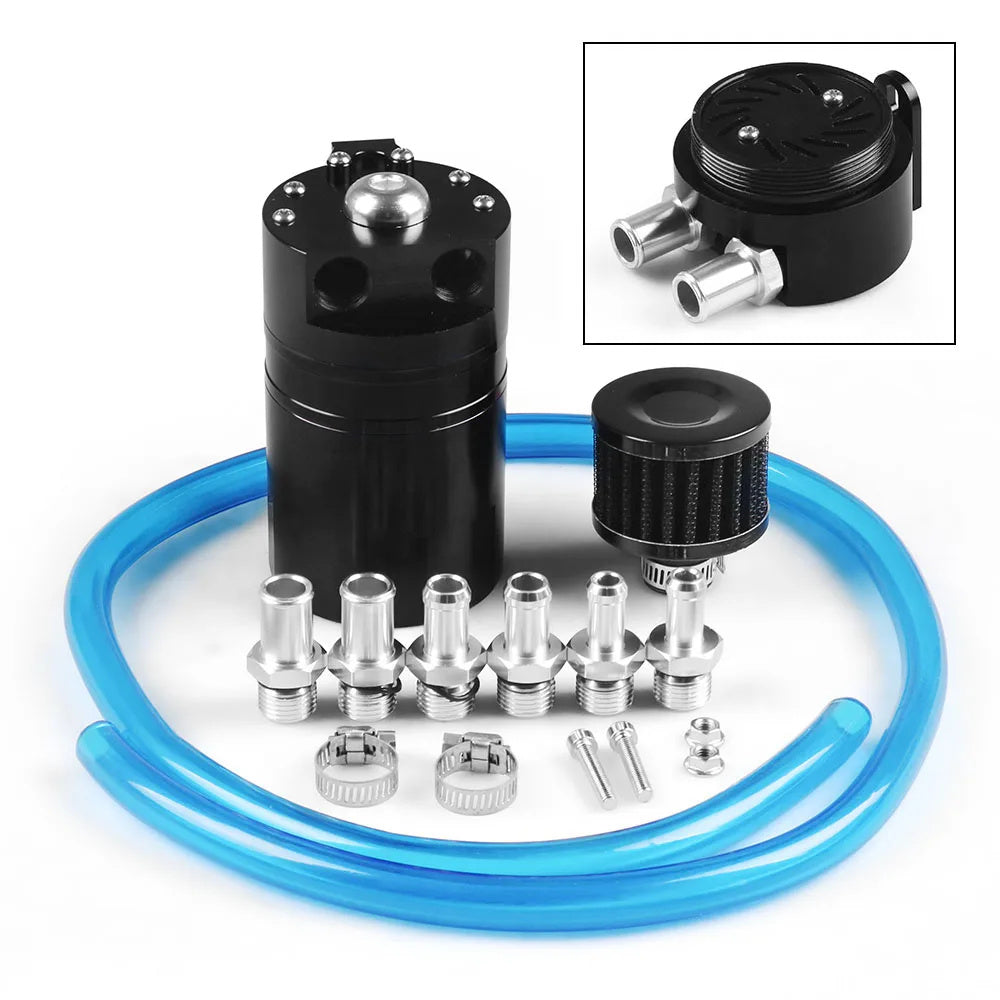 Aluminum Universal Oil Catch Can Kit Reservoir Polish Baffled Oil Catch Tank with Air Filter oil catch can