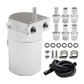 Aluminum Baffled Oil Catch Can Tank Reservoir Breather With Fittings Black oil catch can