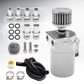 Universal Car Oil Catch Can Kit Reservoir Tank 300ml With Breather 3/8" BLUE Aluminum oil catch can
