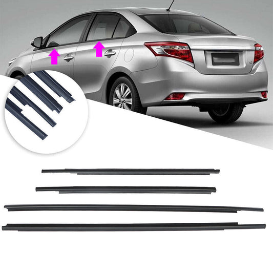 4Pcs Car Window Weatherstrip Black For Toyota Yaris Sedan 2007-2016 Car Weatherstrip Window Moulding Trim 68160-52150 68210-52150 68230-52130 68180-52130 weatherstrip