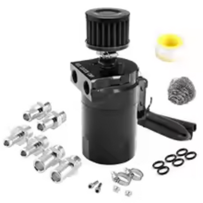 Universal Car Oil Catch Can Kit Reservoir Tank 300ml With Breather 3/8" BLUE Aluminum oil catch can
