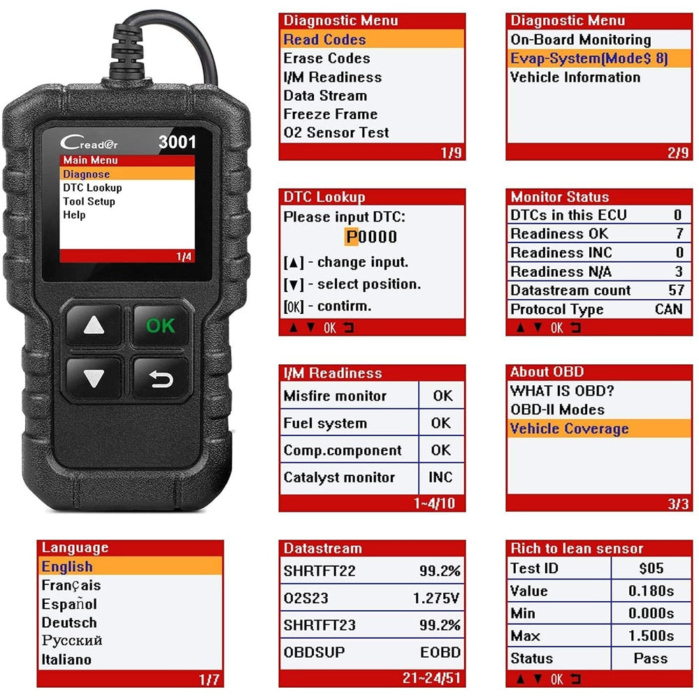LAUNCH X431 CR3001 Car Full OBD2 Diagnostic Tools Automotive Professional Code Reader Scanner Check Engine Free Update pk ELM327 EGRKIT Shop