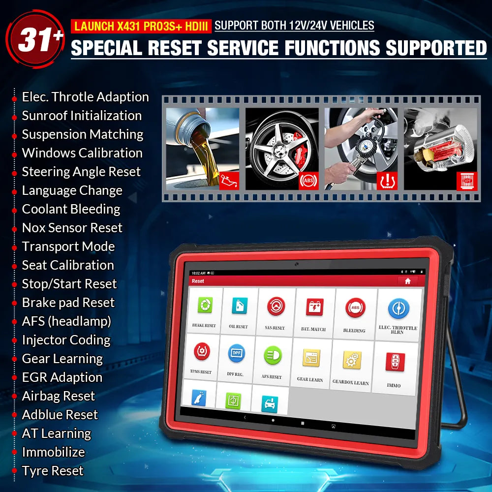 LAUNCH X431 PRO3S+ HDIII 10.1' 12V Car 24V Truck Full Functions Diagnostic Tools Auto OBD OBD2 Scanner Mechanical Workshop Tools EGRKit Shop