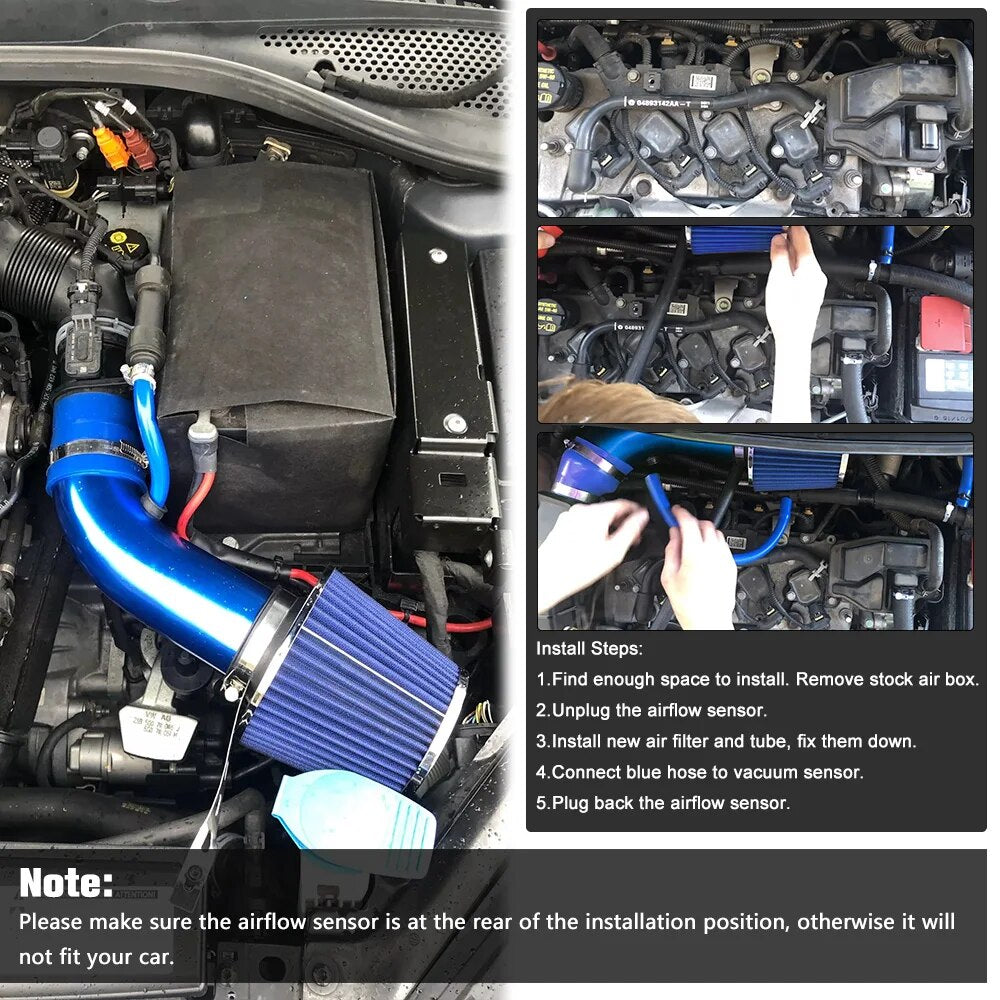 Universal 3" 76mm Air Filter & Cold Air Intake Pipe Turbo Induction Pipe Tube Kit Without Air Filter Cone EGRKit Shop