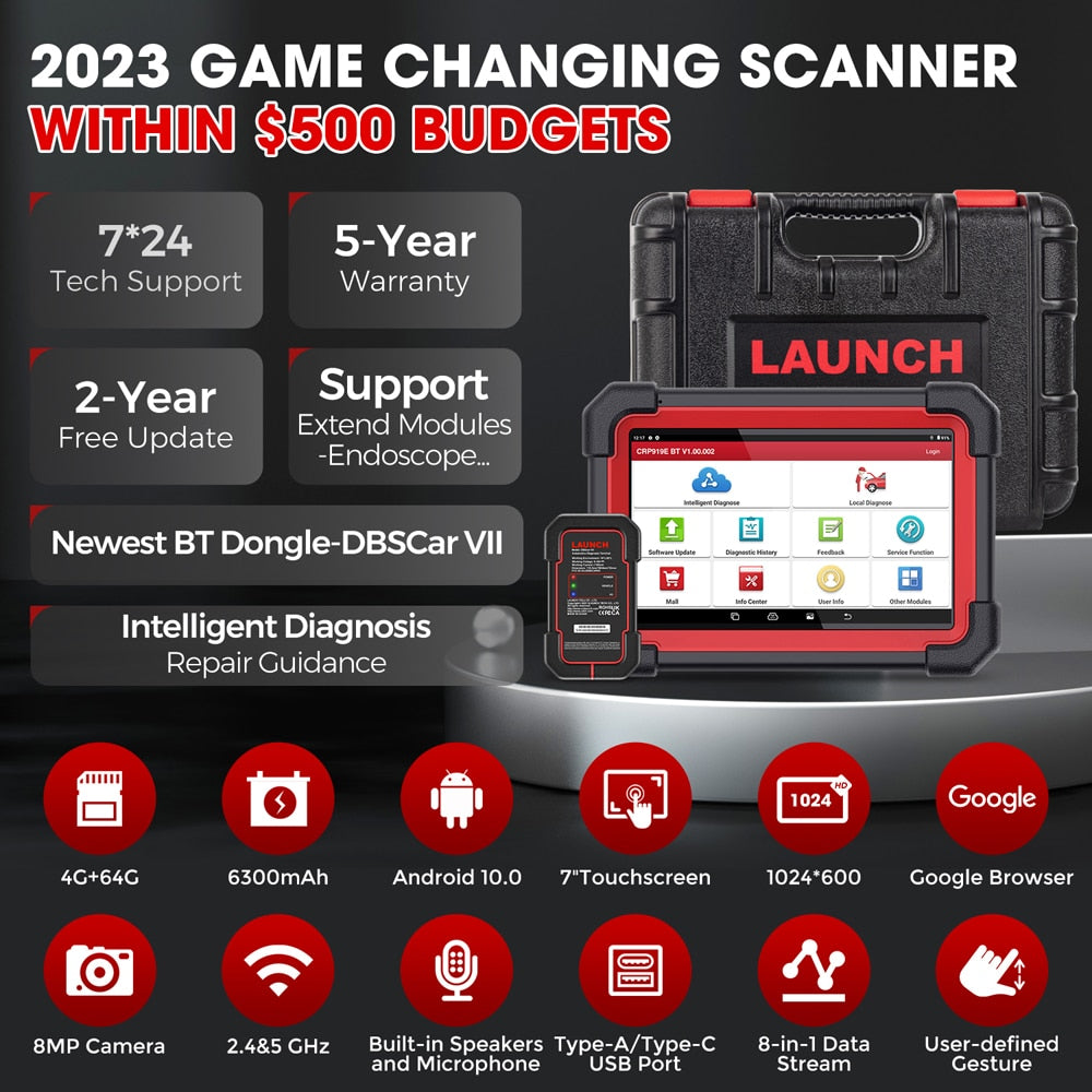 LAUNCH X431 CRP919E BT Car Diagnostic Tool DBScar VII VCI Auto OBD OBD2 Scanner Active Test ECU Coding CANFD DOIP 31 EGRKit Shop